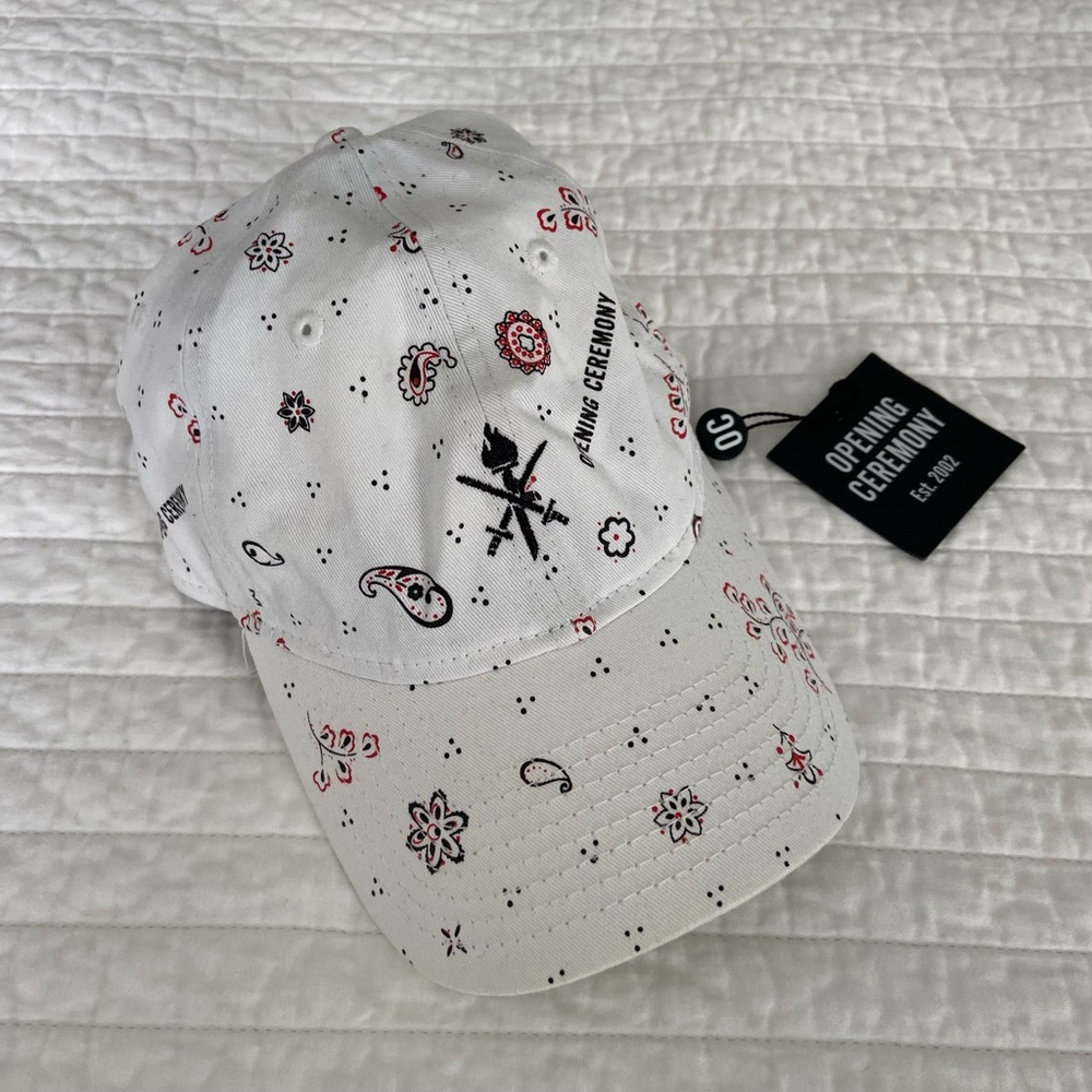 Opening Ceremony White Paisley Print Baseball Cap NWT
